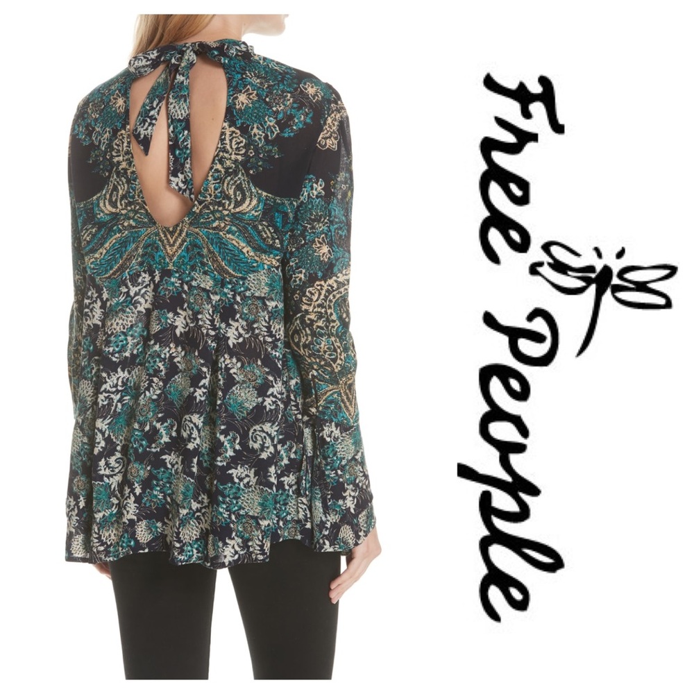 New FP Lady Luck Printed Bell Sleeve Tunic Top - Picture 3 of 8